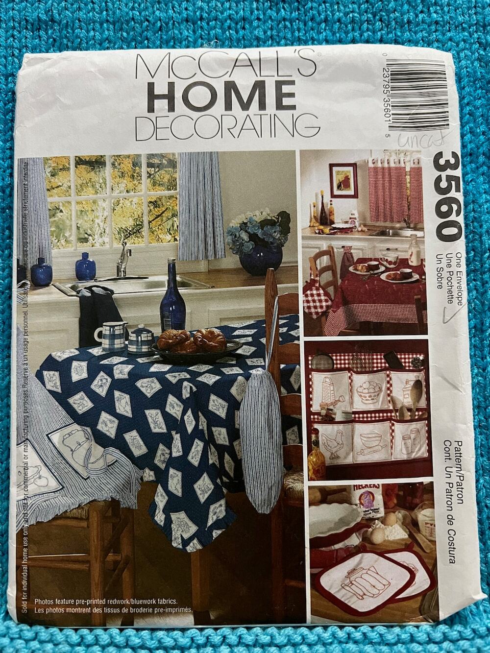 McCalls 3560 kitchen home curtain tablecloth apron organizer bag holder pattern